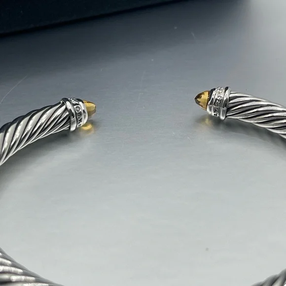 David Yurman Cable Classic Collection Bracelet with Citrine and Diamonds, 5mm - Picture 7 of 10